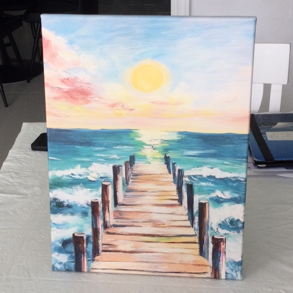 Sunset Pier Canvas Art NWOT